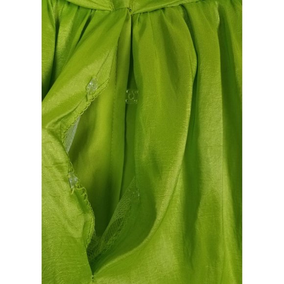 flirt by Maggie Sottero Sz. O Full Maxi Strapless Ruched Shimmer Key Lime Dress - Picture 5 of 12